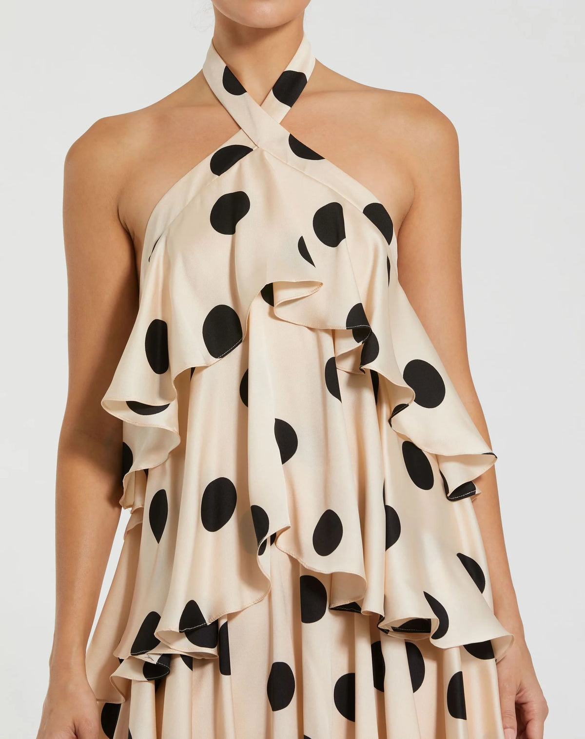 Ruffle Polka Dot Gown - Cream