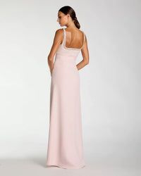 Shop the Mac Duggal Light Pink Crepe A-Line Gown with Rhinestone Trim #27633