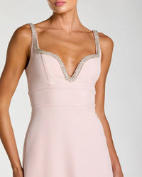 Shop the Mac Duggal Light Pink Crepe A-Line Gown with Rhinestone Trim #27633