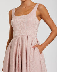 Mac Duggal 27643 Blush sleeveless square neck high low gown - Close up detail