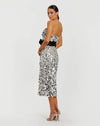 Strapless Midi Dress With Bow - Silver