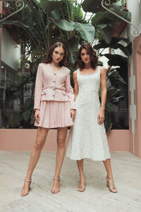 Ivory Embellished Boucle Sleeveless Midi Dress