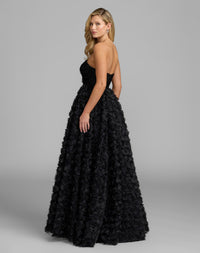 Mac Duggal 27783 Black strapless 3D rosette ball gown - back
