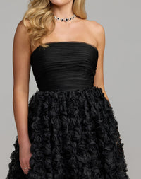 Mac Duggal 27783 Black strapless 3D rosette ball gown - detail