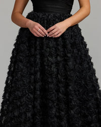 Mac Duggal 27783 Black strapless 3D rosette ball gown - close-up