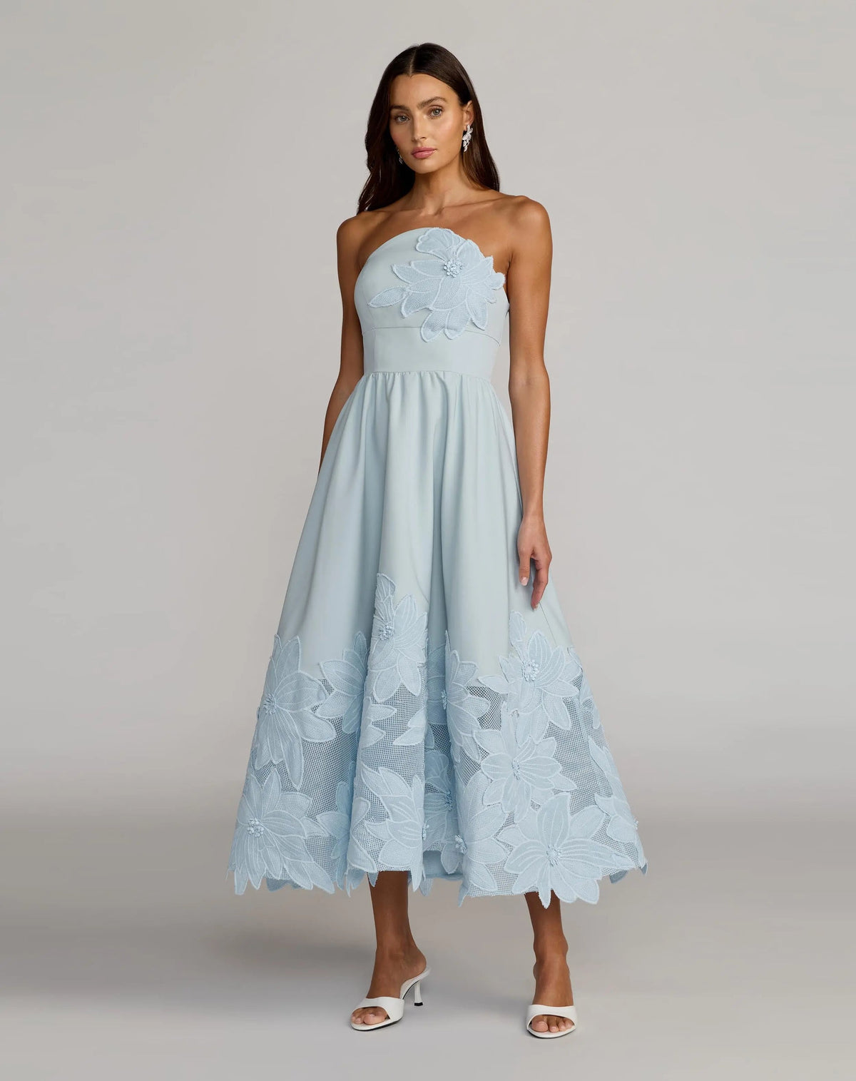 Powder-blue-strapless-crepe-midi-dress-with-oversized-flower-front