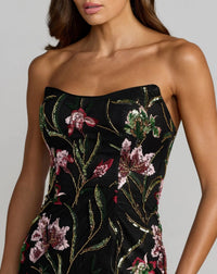Close-up-of-sequin-and-beaded-botanical-embroidery-on-black-mesh