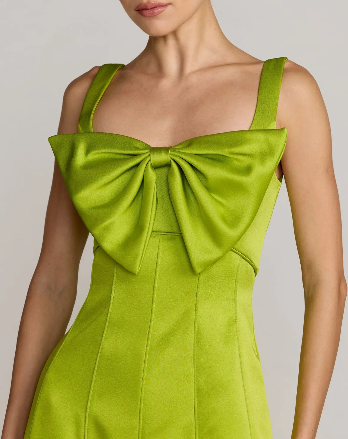 Mac Duggal Green Sleeveless Satin Midi Dress With Bow Detail #27826 Apple Green Shaide Boutique Mac Duggal Green Sleeveless Satin Midi Dress With Bow Detail #27826 Apple Green Shaide Boutique