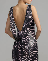 Mac Duggal #27860 tiger print sequin detail