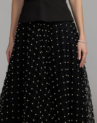 Mac Duggal #27865 black halter pearl embellished a-line gown