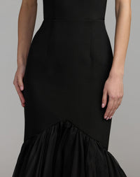 Mac Duggal #27874 black layered chiffon ruffle skirt detail