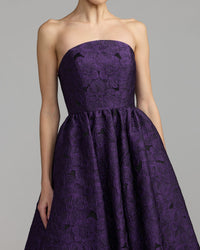 Mac Duggal #27880 ultra violet floral brocade close-up