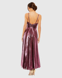 Mac Duggal #30761 rose sleeveless v neck pleated top metallic dress