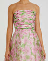 Strapless Chiffon Gown With Ruffle Detail - Pink