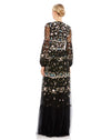 EMBROIDERED BLOUSON SLEEVE GOWN, mac duggal, Style #35111, black, back view