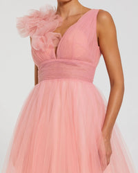 Ruffle Ombre Tulle Ballgown - Pink