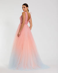 Ruffle Ombre Tulle Ballgown - Pink