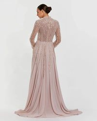 Mac Duggal Light Purple Embellished Long Sleeve Gown with Slit #37037