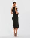 One Shoulder Boucle Midi Dress - Black