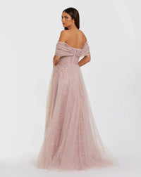 Mac Duggal Pink Embroidered Tulle Off The Shoulder Ball Gown #37083 Dusty Rose 