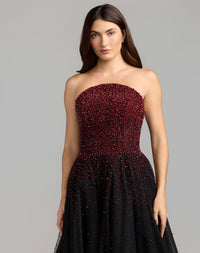 Mac Duggal #37084 red beaded bodice close-up