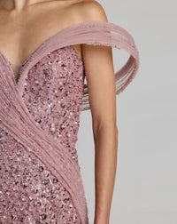 37085-Blush-CL.jpg: Close-up studio view of the sweetheart bodice focusing on the intricate rhinestone accents and structural drape.