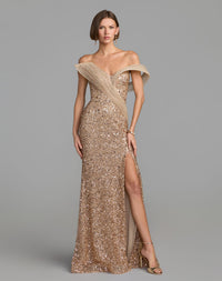 Mac Duggal #37085 gold embellished strapless gown