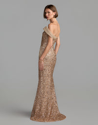 Mac Duggal #37085 gold embellished gown back view