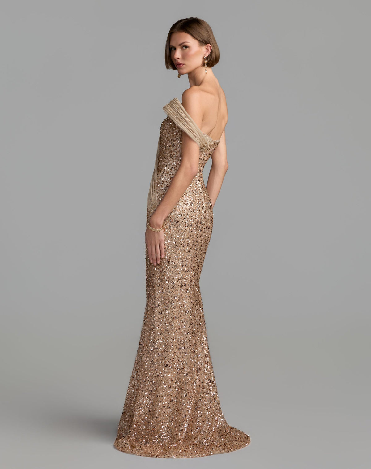 Mac Duggal #37085 gold embellished gown back view