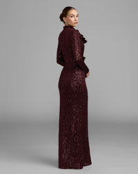 Mac Duggal #37157 mahogany sequin gown back view