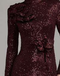 Mac Duggal #37157 sequin fabric and mock neckline detail