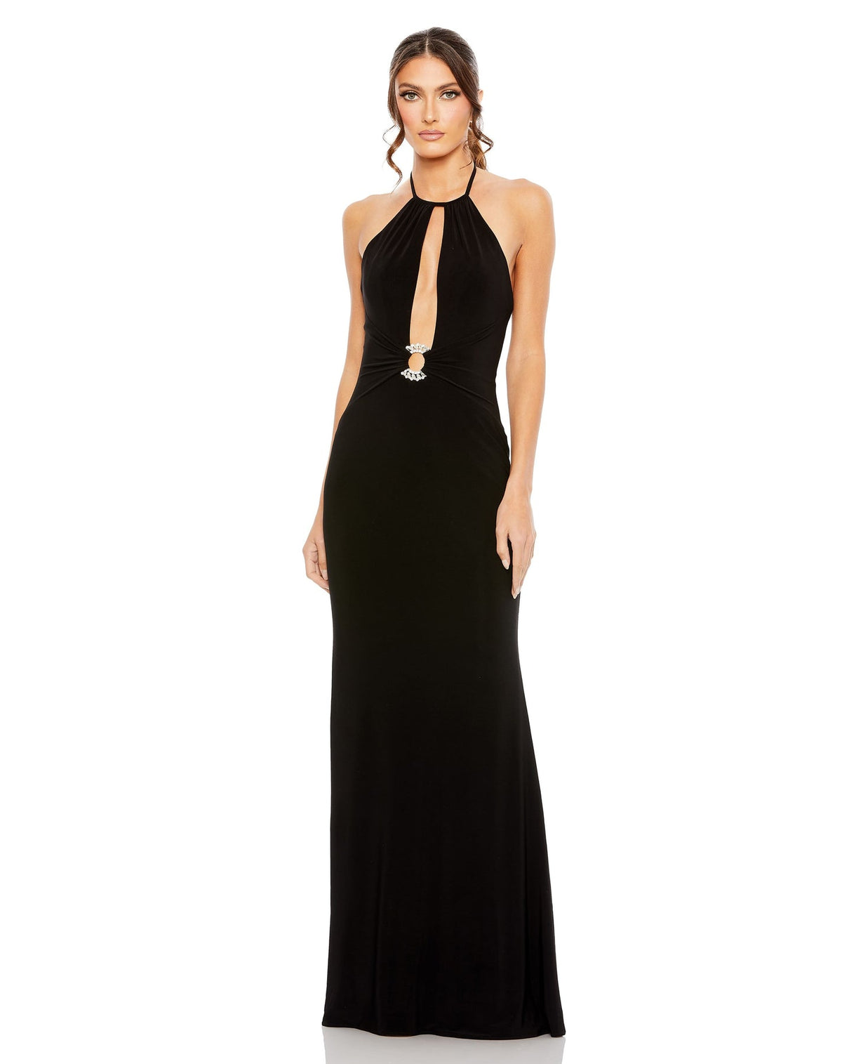 Halterneck cut out elegant gown - Black