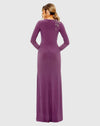 High neck long sleeve embellished gown - Purple