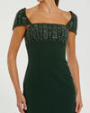 Mac Duggal Embellished Cap Sleeve Crepe Midi Dress - Emerald #44080