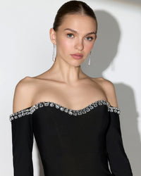 Black Long Sleeve Off The Shoulder Mermaid Gown