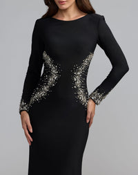 Mac Duggal #44161 black long sleeve embellished jersey gown