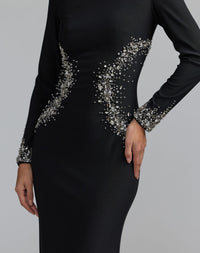 Mac Duggal #44161 black long sleeve embellished jersey gown