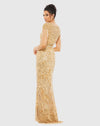 Embellished Fringe Cap Sleeve Trumpet Gown - Gold