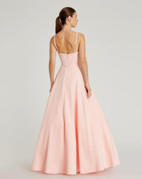 Mac Duggal #48855 blush classic a-line v-neck ball gown