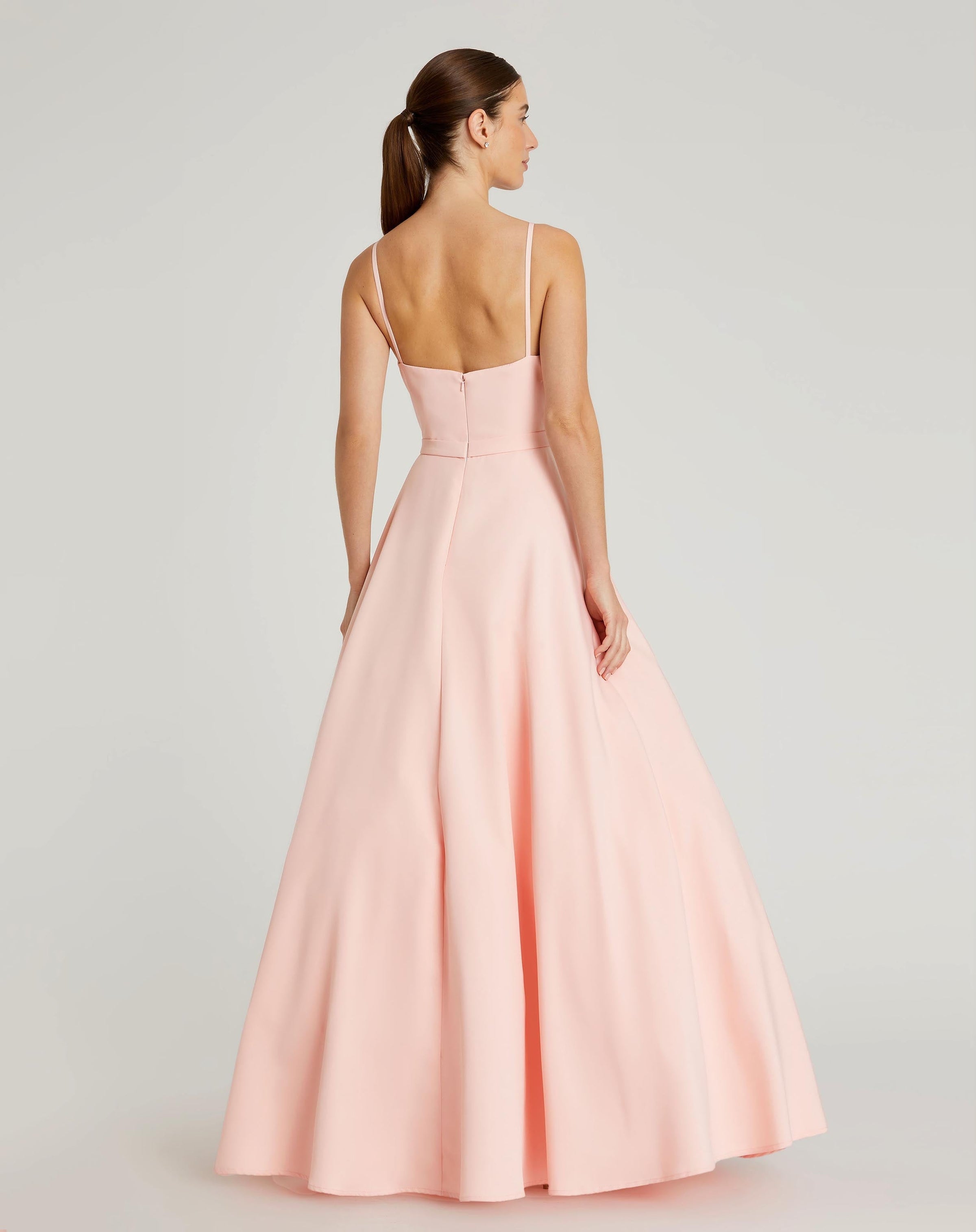 Mac Duggal #48855 blush classic a-line v-neck ball gown