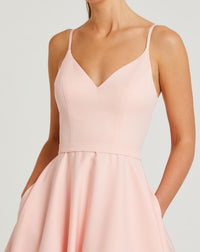 Mac Duggal #48855 blush classic a-line v-neck ball gown