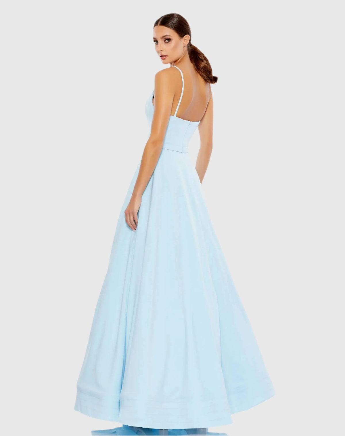 Mac Duggal #48855 powder blue sleeveless V-neck ball gown