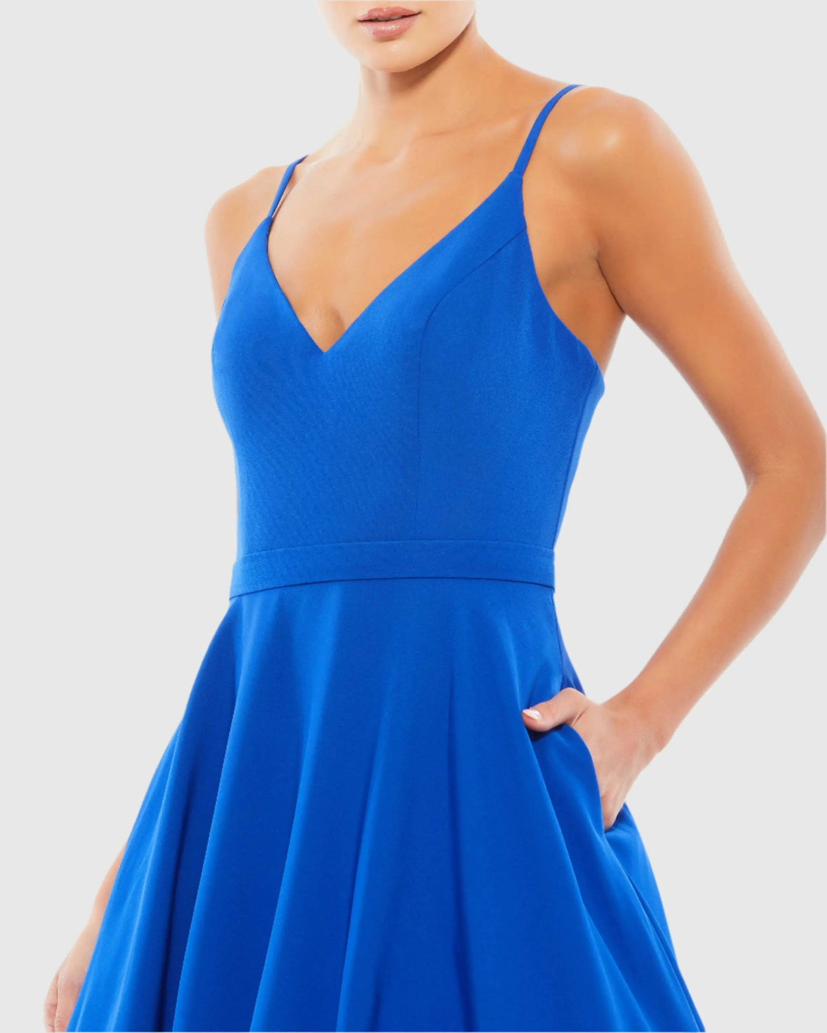 Mac Duggal #48855 royal sleeveless V-neck ball gown