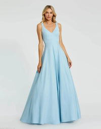 Mac Duggal Blue Classic Sleeveless A-Line Ballgown with Pockets #48924