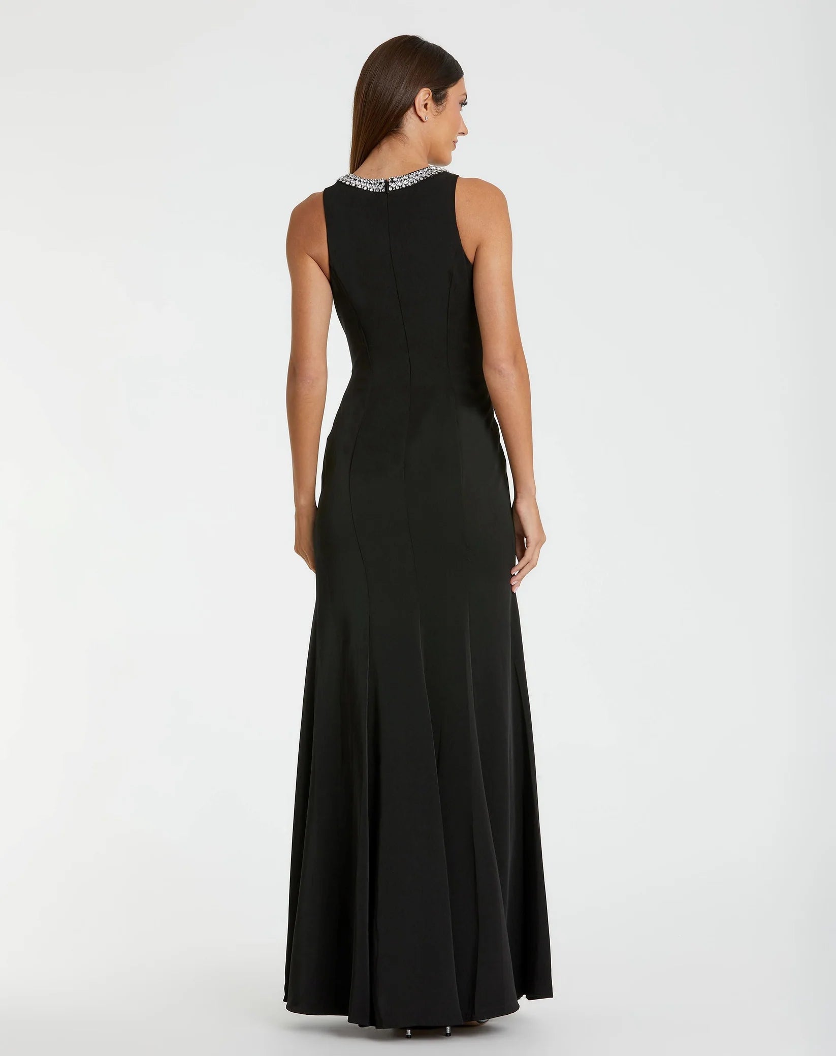 Mac Duggal 49093 Black embellished neck trumpet gown - back