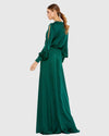 Bishop Sleeve Faux Wrap Gown - Emerald