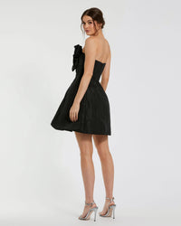 Mac Duggal #49210 black strapless mini dress back view