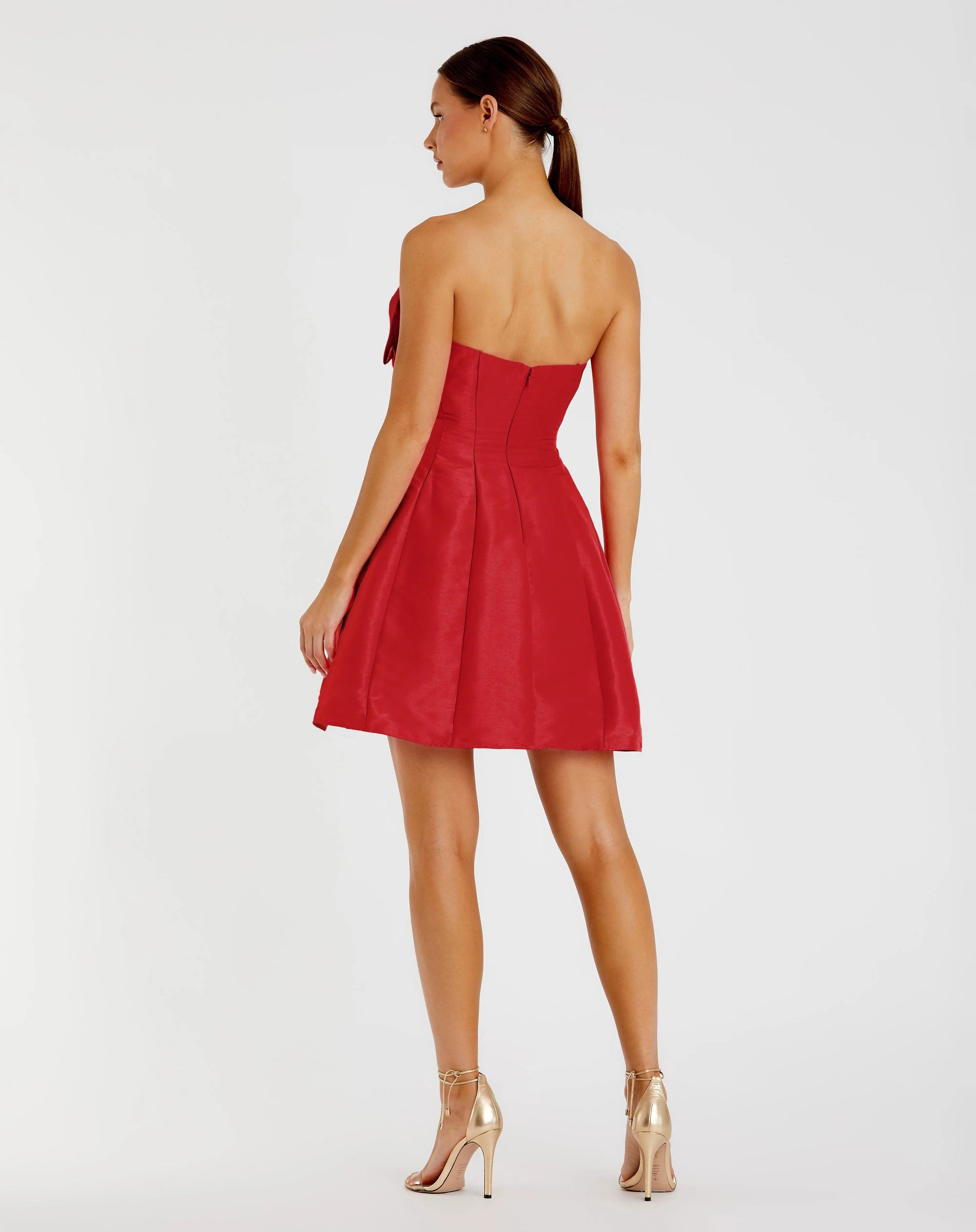 Mac Duggal #49210 red strapless mini dress back view