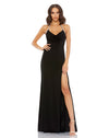 Mac Duggal, Style #49441, Cowl neck halter strap low back gown, Black