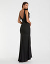 Sleeveless V Neck Bow Detail Mermaid Gown - Royal Blue